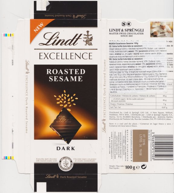 Lindt srednie excellence 1 roasted sesame dark new