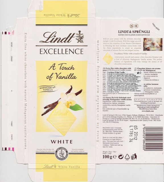 Lindt srednie excellence 2 a Touch of Vanilla white madagascan vanilla