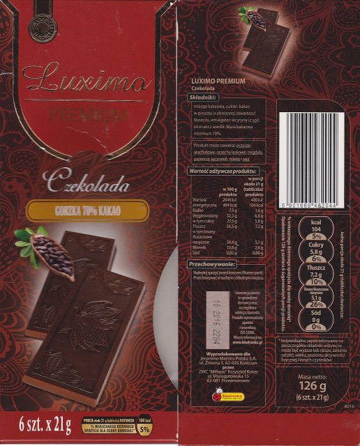 Luxima Premium 1 gorzka 70 kakao