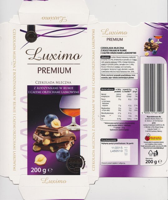 Luxima premium 3 z rodzynkami w rumie i calymi orzechami laskowymi 7 27