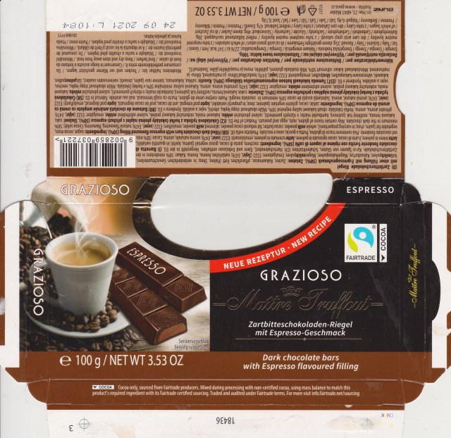 Maitre truffout poziom grazioso 1 Espresso neue rezeptur fairtrade