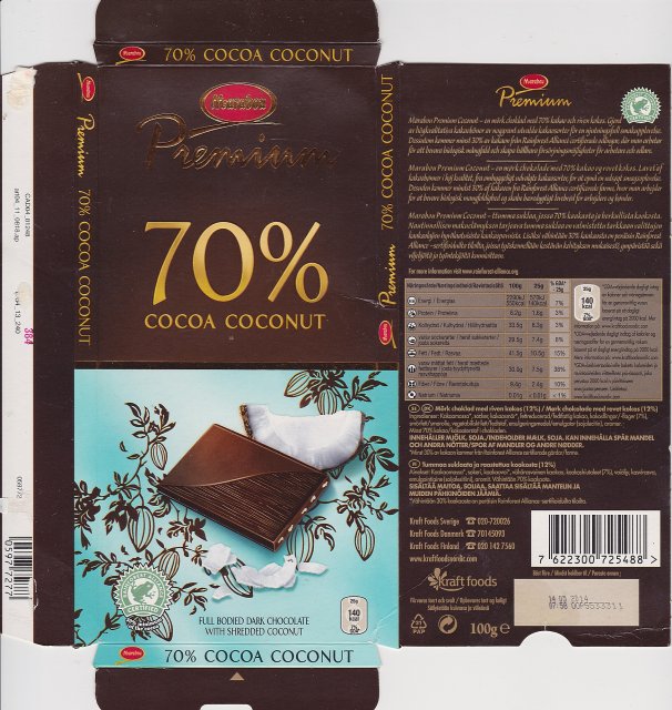 Marabou Premium 4 70% cocoa coconut