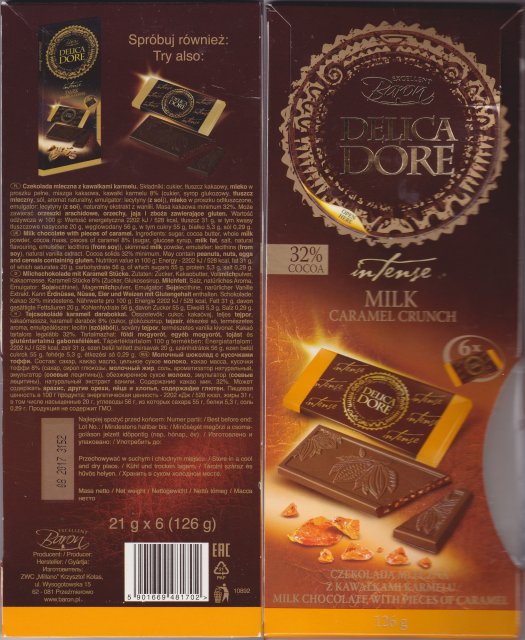 Millano Baron DelicaDore 2 intense milk caramel crunch