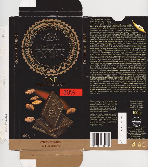 Millano Baron DelicaDore fine dark chocolate 80