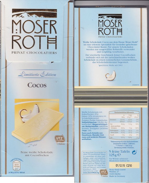 Moser Roth duze pion 3 cocos limitierte edition 152kcal utz