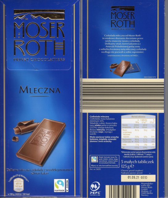 Moser Roth duze pion 9 mleczna 145kcal fairtrade
