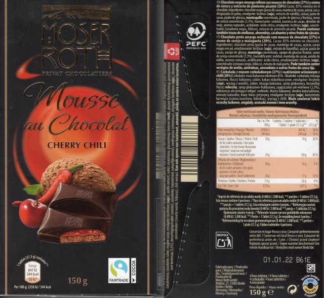 Moser Roth duze pion 9a mousse au chocolat cherry chili 204kcal fairtrade