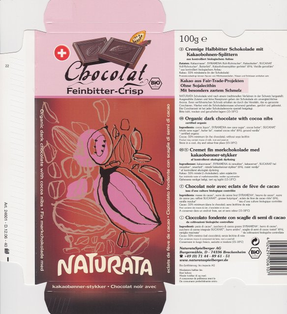 Naturata 1 Chocolat Feinbitter Crisp