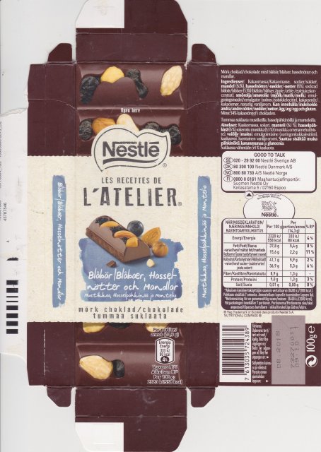 Nestle L'Atelier 2 mork choklad blabor