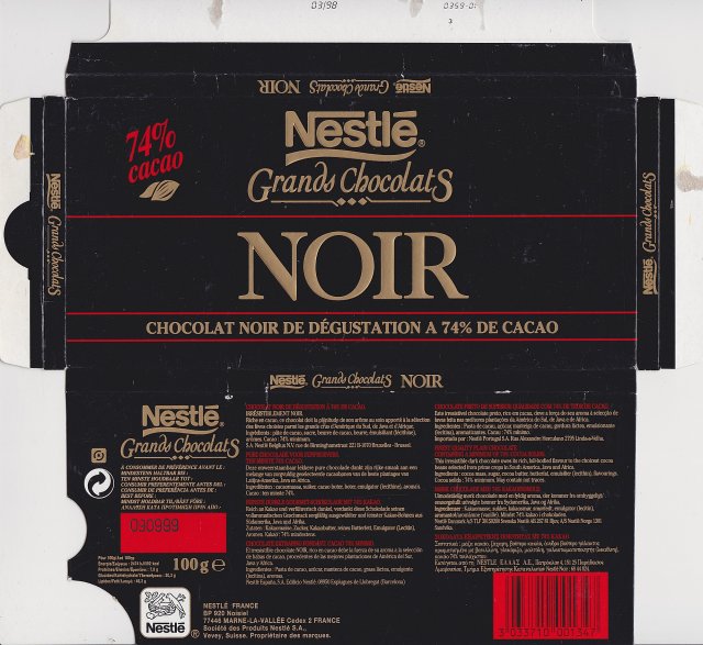 Nestle male poziom rands chocolats noir 74%