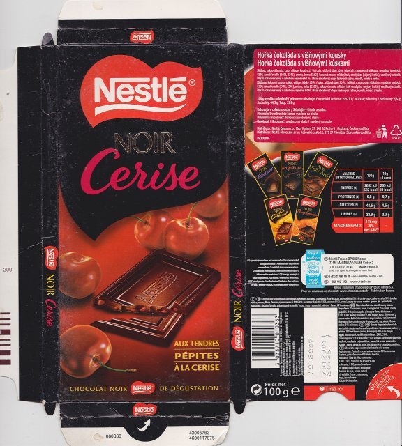 Nestle serce Noir Cerise aux tendres pepites a la cerise