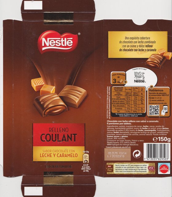 Nestle z 3 relleno coulant sabor chocolate con leche Y caramelo 126kcal