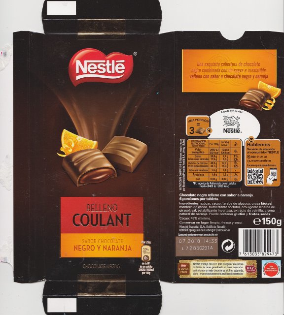 Nestle z 3 relleno coulant sabor chocolate negro y naranja 126kcal