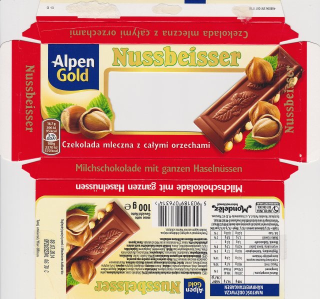 Nussbeisser male Alpen Gold oble czekolada mleczna z calymi orzechami gda