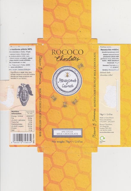 Rococo 1 honeycomb crunch 40 cocoa milk