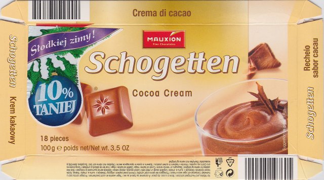 Schogetten Mauxion male 4 Cocoa Cream Slodkiej zimy