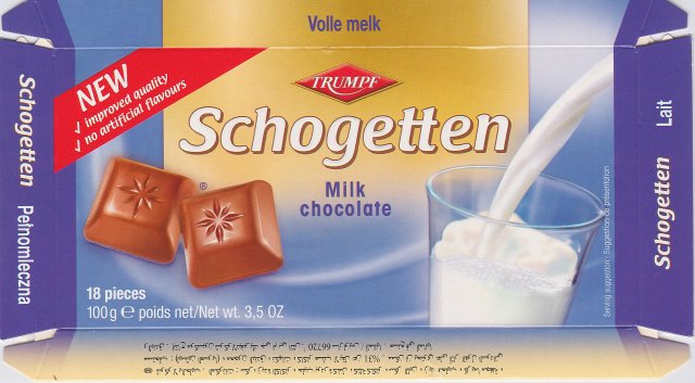 Schogetten Trumpf male 15 Milk chocolate New improved quality no artificial flavours