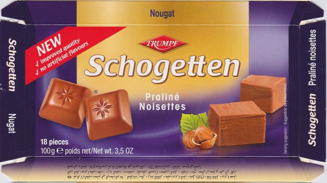 Schogetten Trumpf male 15 Praline Noisettes New improved quality no artificial flavours