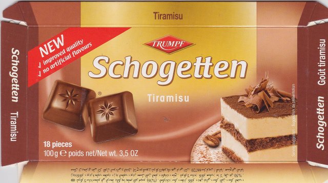 Schogetten Trumpf male 15 Tiramisu New improved quality no artificial flavours