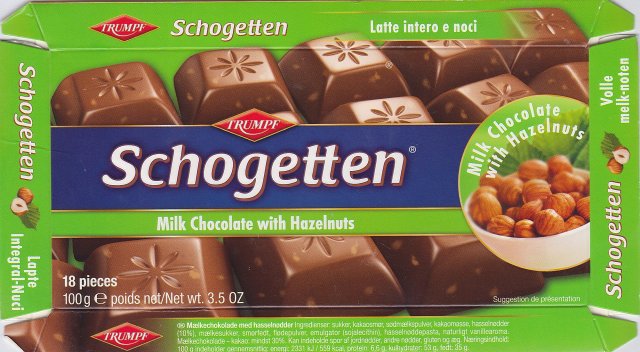 Schogetten Trumpf male 18 Milk Chocolate with Hazelnuts