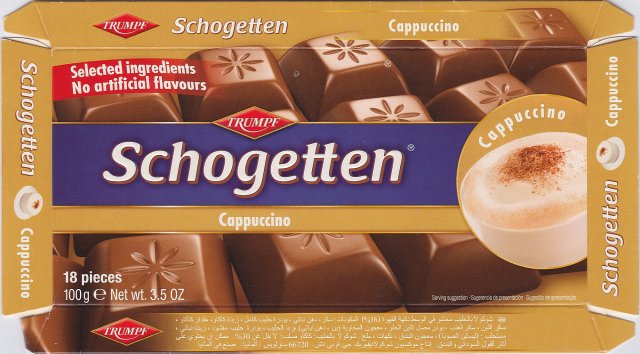 Schogetten Trumpf male 21 Cappuccino Selected ingredients No artificial flavours