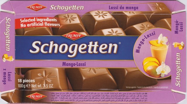 Schogetten Trumpf male 21 Mango-Lassi Selected ingredients No artificial flavours