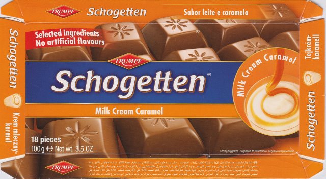 Schogetten Trumpf male 21 Milk Cream Caramel Selected ingredients No artificial flavours