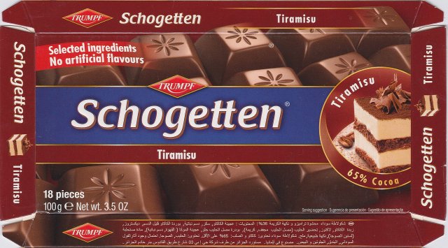 Schogetten Trumpf male 21 Tiramisu Selected ingredients No artificial flavours