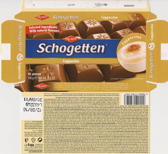 Schogetten Trumpf male 22 Cappuccino Selected ingredients With natural flavours