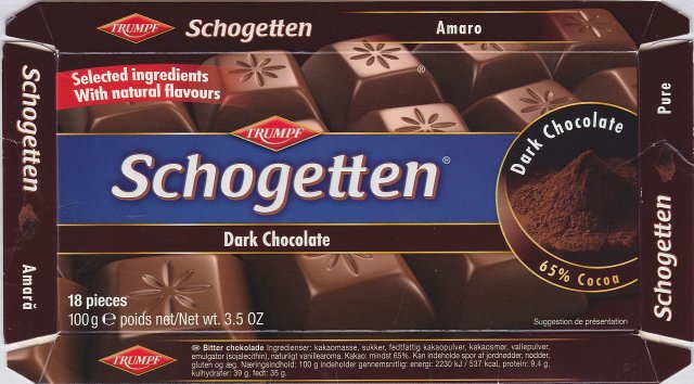 Schogetten Trumpf male 22 Dark Chocolate Selected ingredients With natural flavours