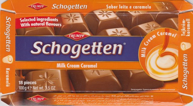 Schogetten Trumpf male 22 Milk Cream Caramel Selected ingredients With natural flavours