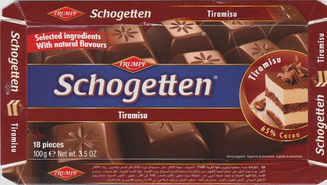 Schogetten Trumpf male 22 Tiramisu Selected ingredients With natural flavours