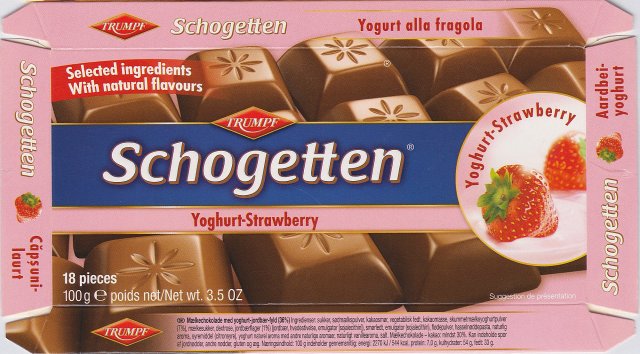 Schogetten Trumpf male 22 Yoghurt-Strawberry Selected ingredients With natural flavours