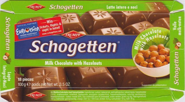 Schogetten Trumpf male 25 Milk Chocolate with Hazelnuts Eurovision