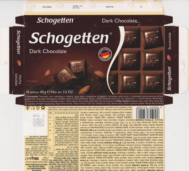 Schogetten Trumpf male 37 Dark Chocolate German Quality 1