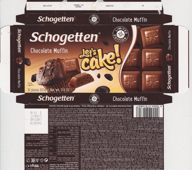Schogetten Trumpf male 38 Chocolate Muffin Lets cake limited edition