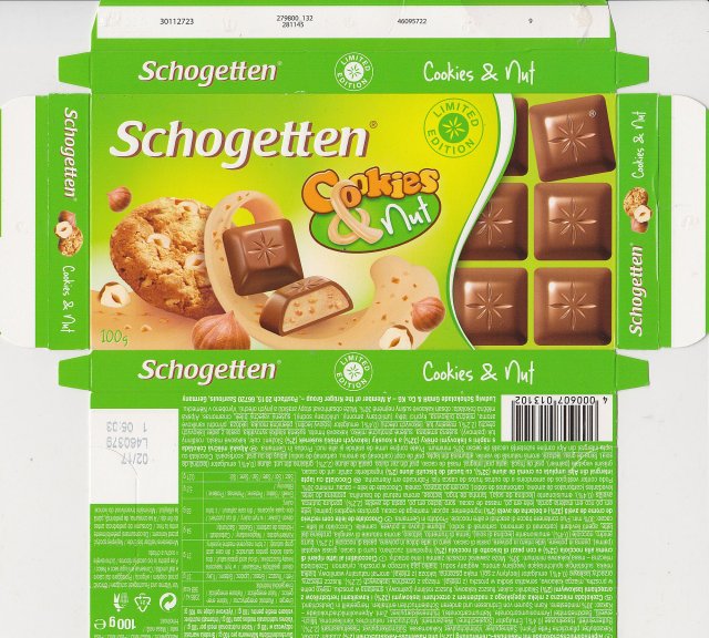 Schogetten Trumpf male 39 Cookies Nut limited edition