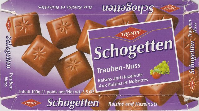 Schogetten Trumpf male 8 Trauben Nuss Raisins and Hazelnuts