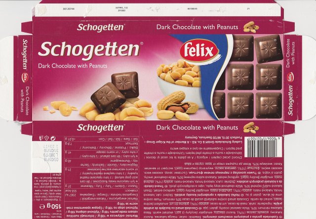 Schogetten Trumpf srednie 10 dark chocolate with peanuts felix