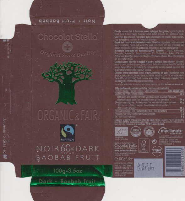 Stella 1 organic & fair noir 60 dark baobab fruit