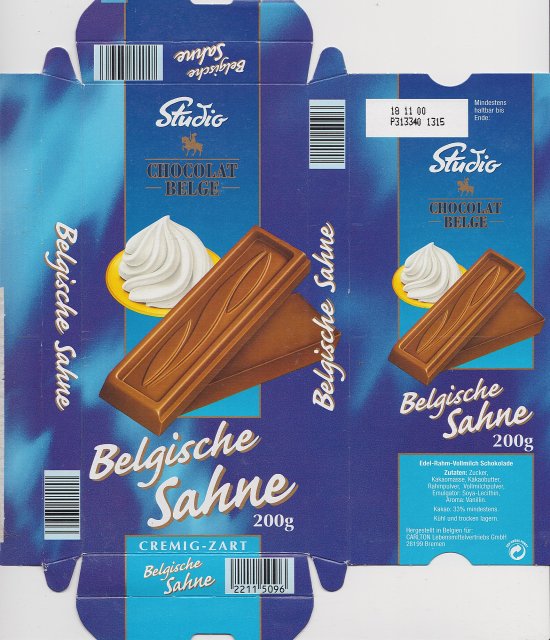 Studio Chocolat Belge Belgische Sahne