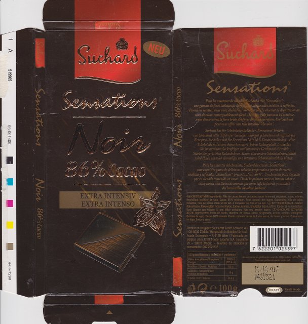 Suchard sensations 35 Noir 86 Cacao neu