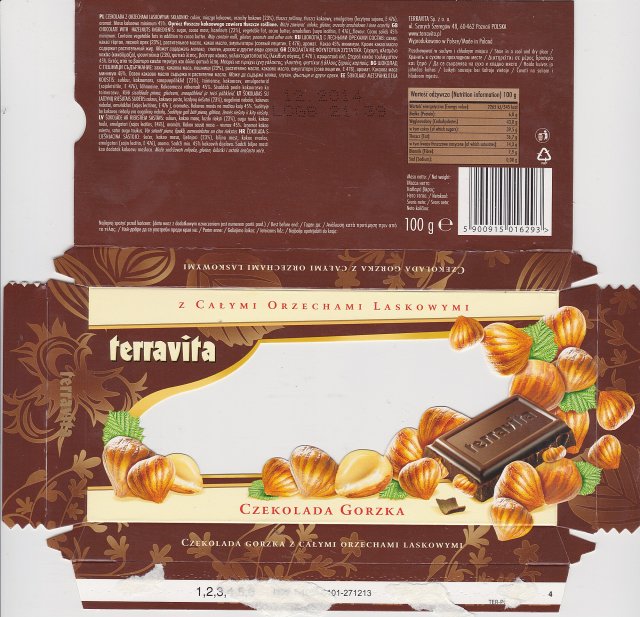Terravita male poziom 9 czekolada gorzka z calymi orzechami laskowymi