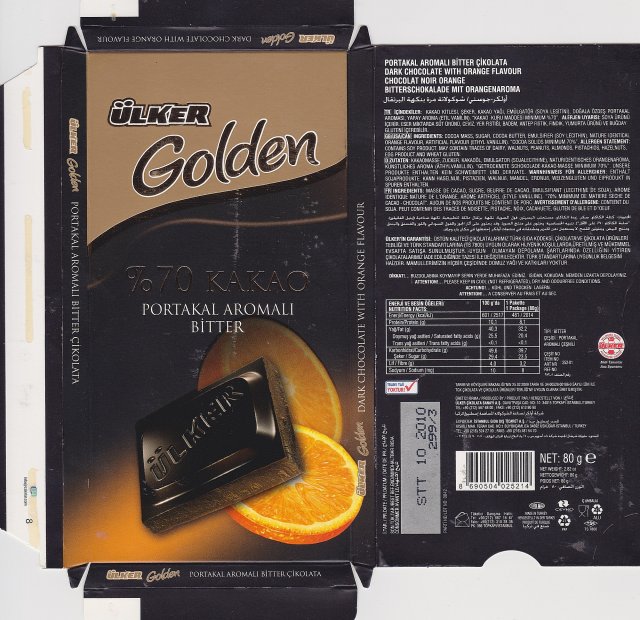 Ulker Golden 70 Kakao portakal aromali bitter