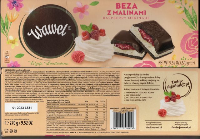 Wawel duze 14 beza z malinami 133kcal