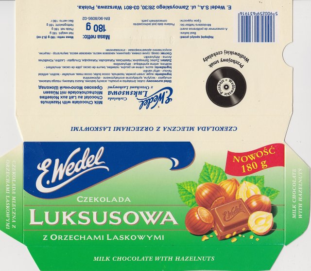 Wedel poziom srednie 4 luksusowa zielona z orzechami laskowymi nowosc 180g _x_