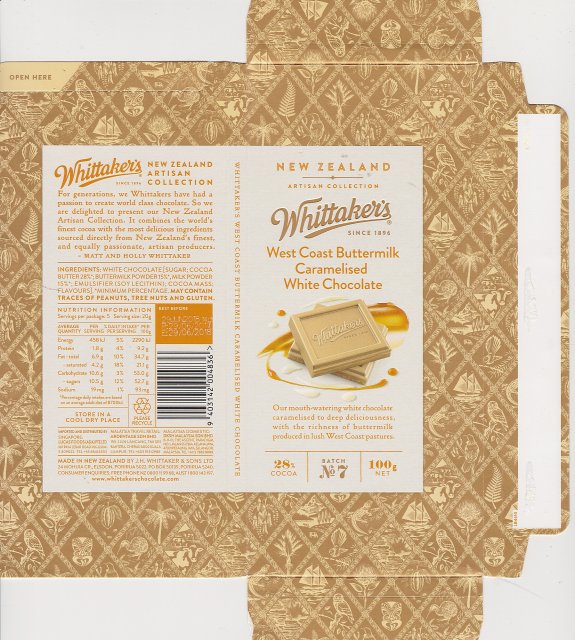Whittakers west coast buttermilk caramelised white chocolate