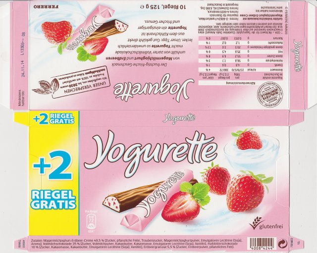 yogurette 4 72kcal glutenfrei +2 Riegel Gratis