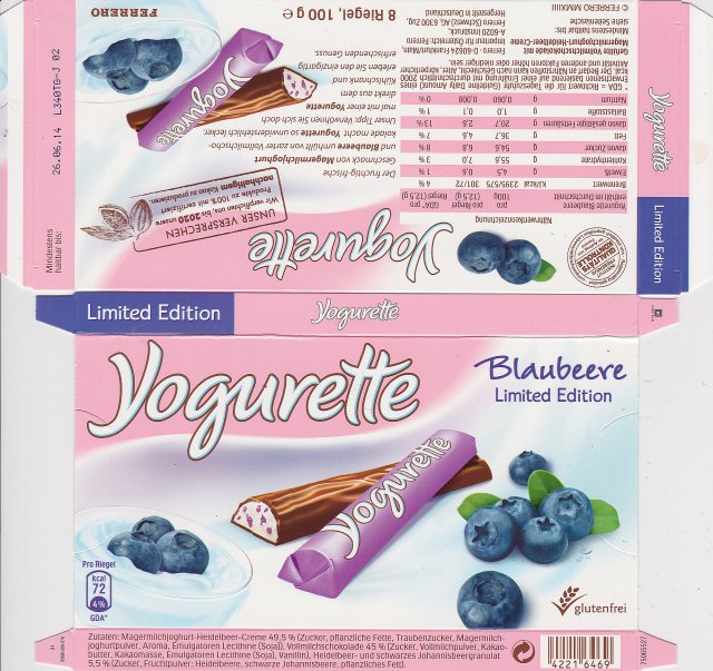 yogurette 5_2 blaubeere limited edition 72kcal glutenfrei