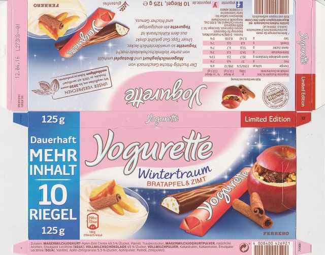 yogurette 8_0 Wintertraum bratapfel zimt 72kcal ferrero mehr inhalt